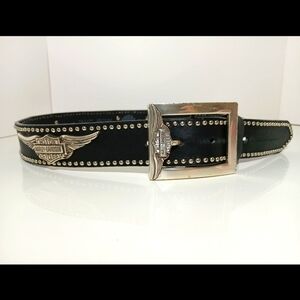 Harley Davidson Medium Studded Wing belt with attached metal Buckle
